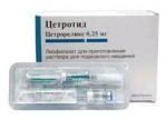 Цетротид, лиофилизат для приготовления раствора для подкожного введения 0.25 мг 7 шт флакон в комплекте с растворителем (вода для инъекций) шприц 1 мл