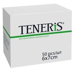 Лейкопластырь фиксирующий, Teneris (Тенерис) р. 6смх7см №50 стерильный на нетканой основе с впитывающей подушечкой